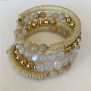 Neutral Beaded Stretch Bracelet Stack